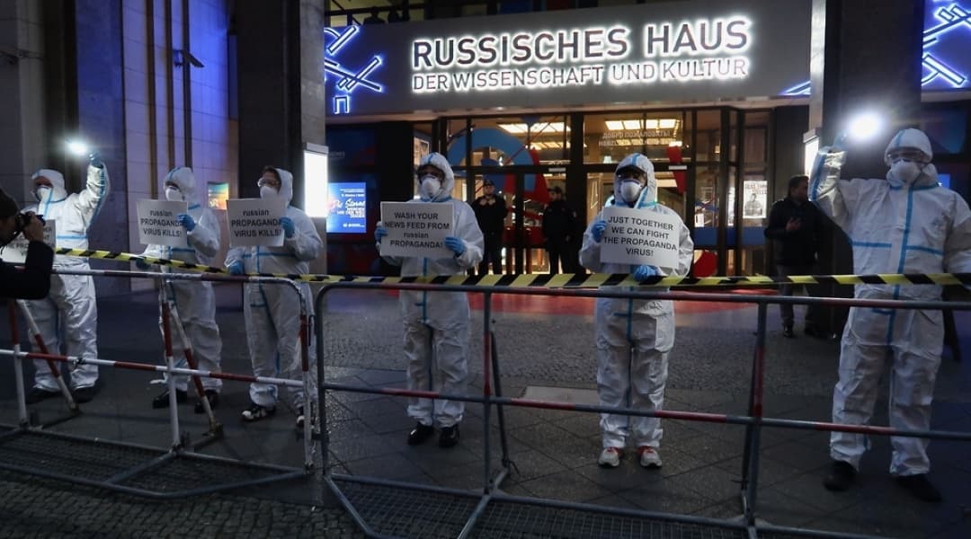 A protest rally near the Russian House in Berlin against the spread of Russian propaganda, October 2023.[ Photo](https://www.ukrinform.ua/rubric-world/3778615-aktivisti-proveli-v-berlini-akciu-proti-rosijskoi-propagandi.html): Ukrinform