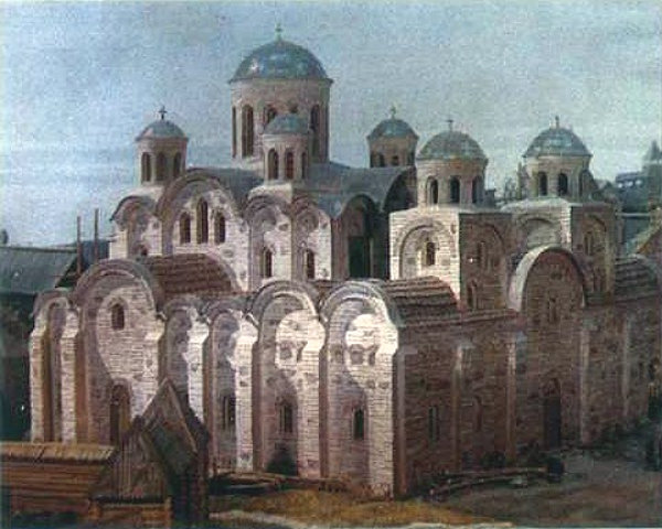 Reconstrustion of the Desyatynna Tserkva by P. Tolochko and V. Kharlamov, Istorychna Pravda. Its fundament and some parts were preserved.