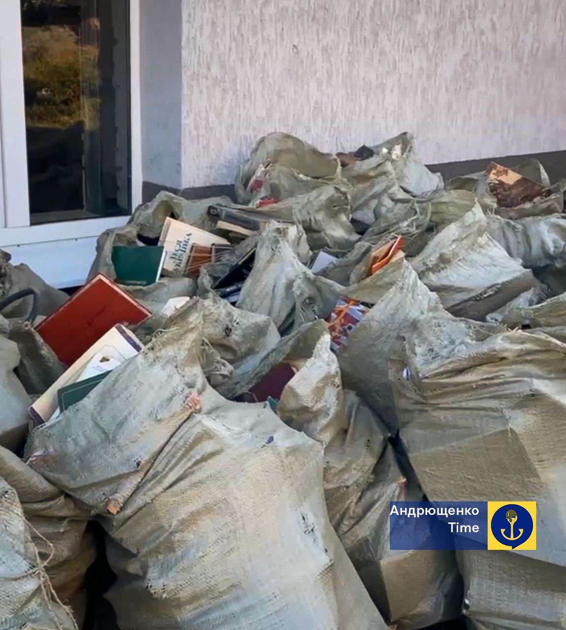 Burnt and discarded Ukrainian books in Ukraine`s occupied territories