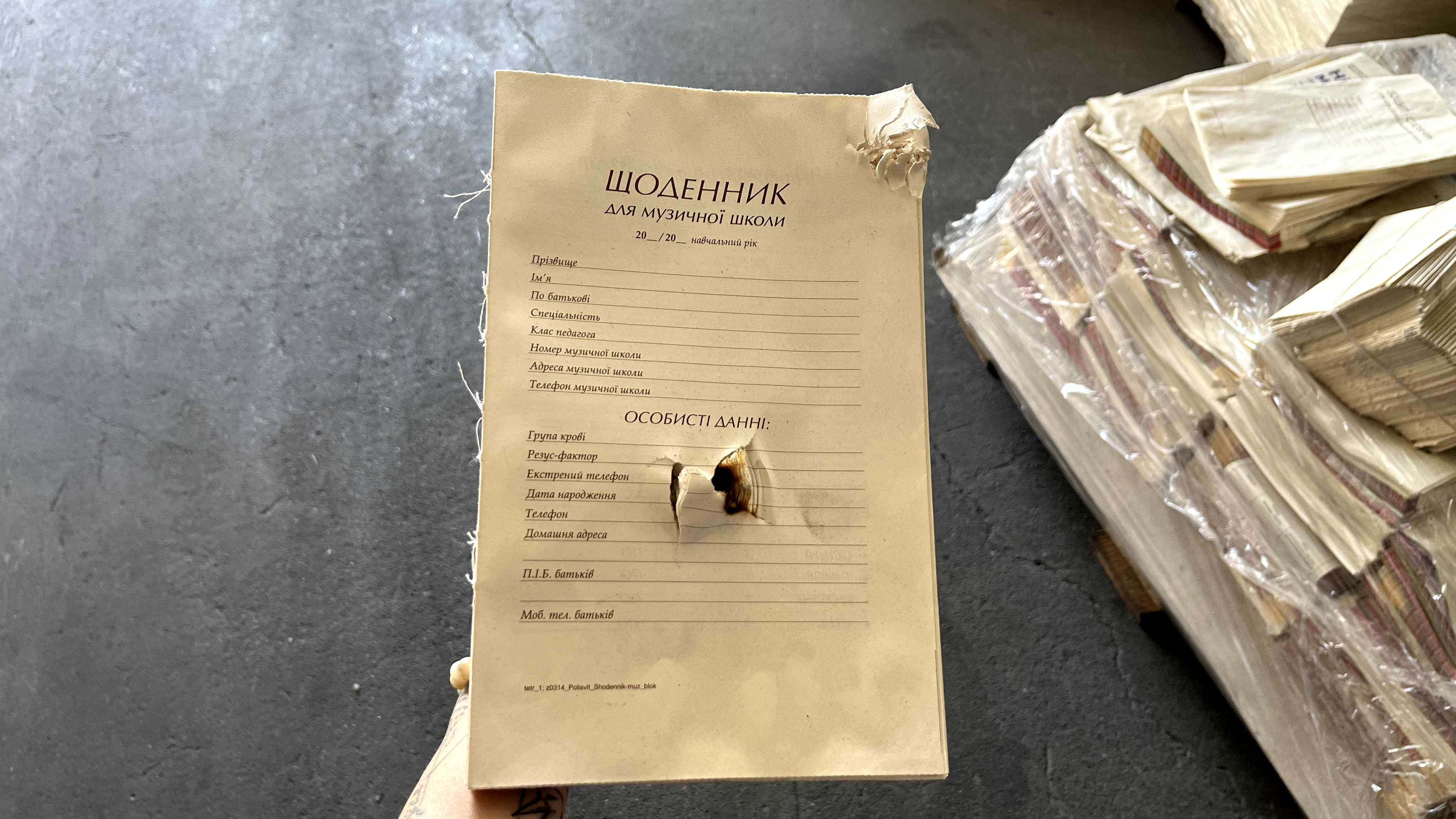 A diary for a music school riddled with shrapnel