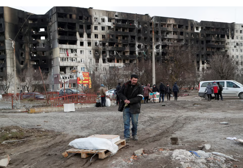 A block of flats in the besieged southern port city of Mariupol, Ukraine | Alexander Ermochenko/Reuters
